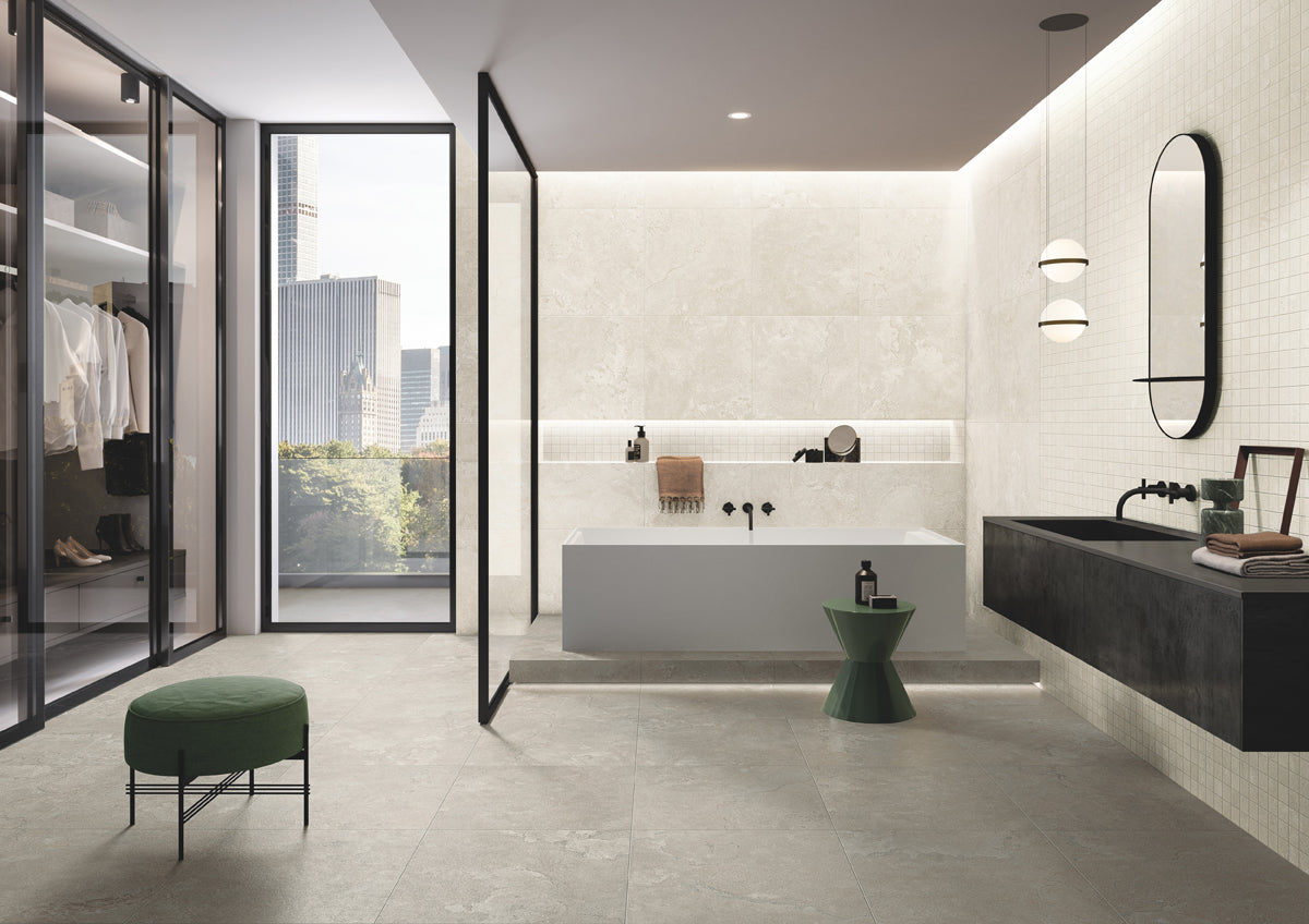 Happy Floors Intricate Tile in Cenere & Bianco Cross Cut, #sku_ESR0763, #sku_ESR0768, #sku_ESR07BA, #sku_ES073MA, #sku_ESR0163, #sku_ESR0168, #sku_ESR01BA, #sku_ES013MA